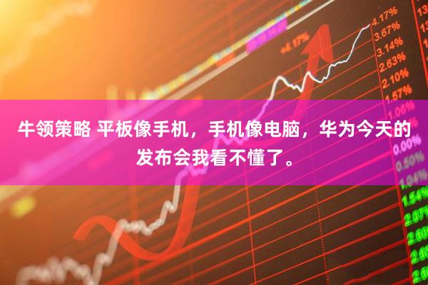 牛领策略 平板像手机，手机像电脑，华为今天的发布会我看不懂了。